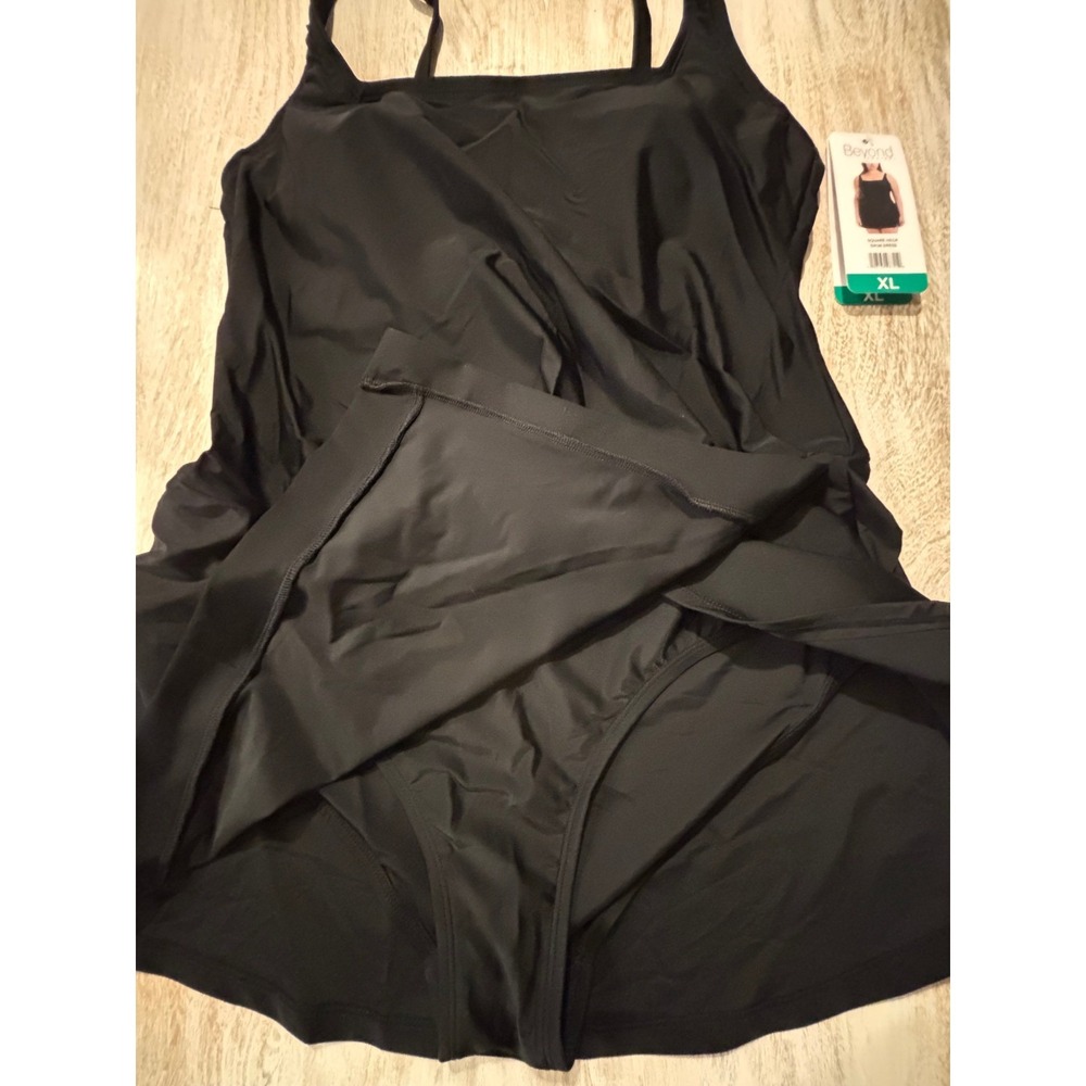 Beyond Control XL Square Neck Swim Dress Womens Black - Picture 4 of 8